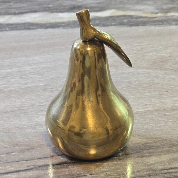 Russ Other - Vintage Russ Berrie Brass Pear Bell • Made in Korea • 4" Solid Brass Fruit Decor